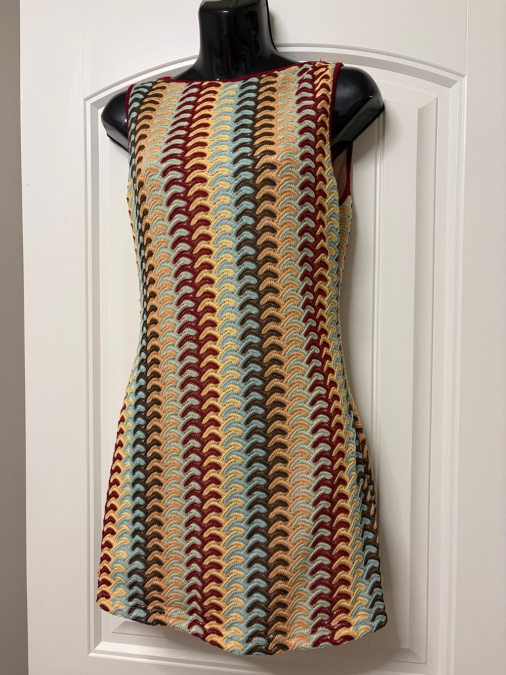 Forever 21 Multicolor Chevron Knit Mini Dress - Red, Blue, Tan, Brown